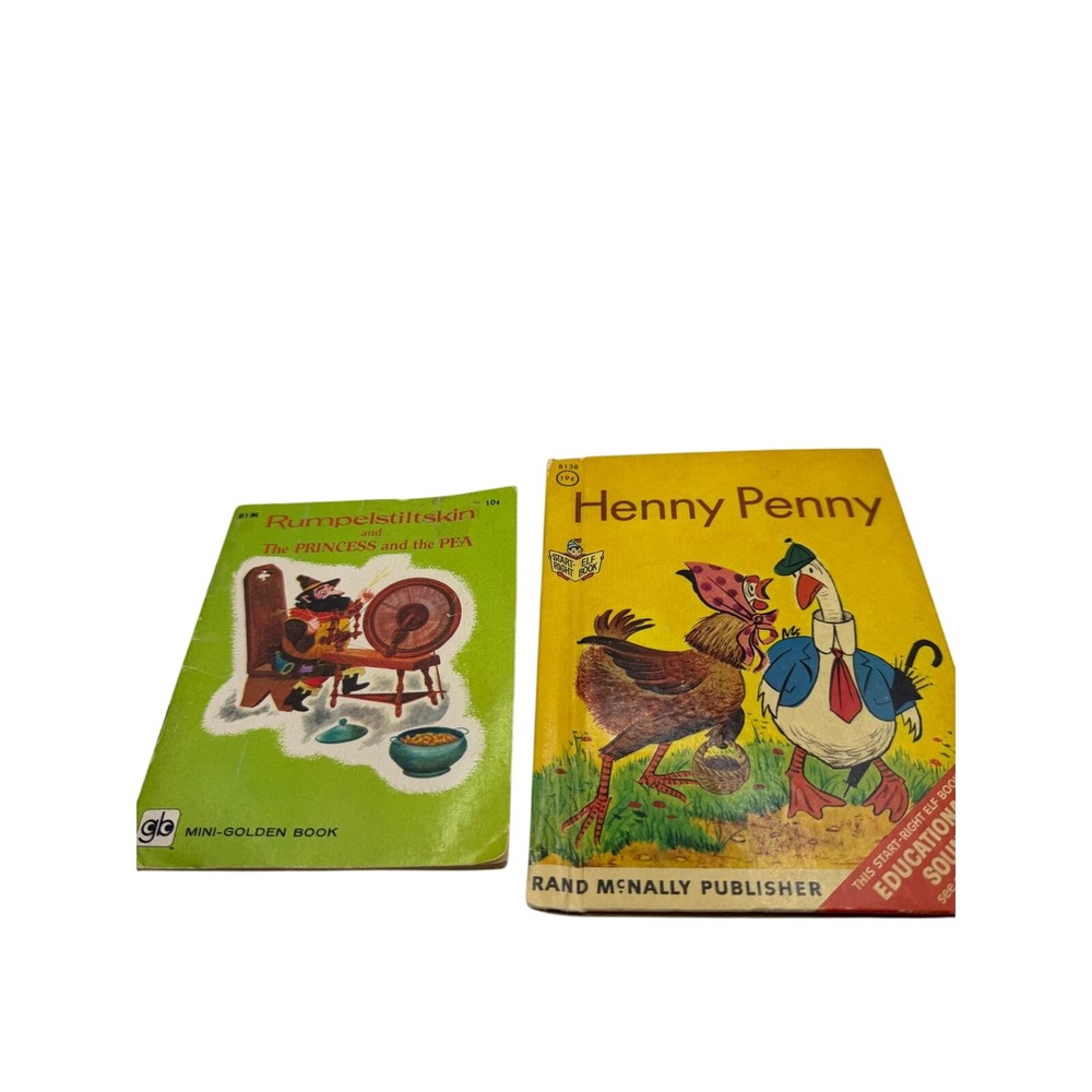 Vintage Henny Penny Rand McNally Elf Book & Rumpelstiltskin Mini Golden Book Lot